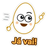 Sticker de Zoiudo con el texto “Já vai!” (en portugués)