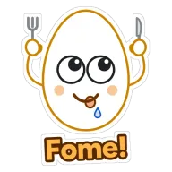 Sticker de Zoiudo con el texto “Fome!” (en portugués)