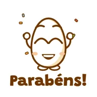 Sticker de Zoiudo con el texto “Parabéns!” (en portugués)
