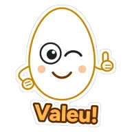 Sticker de Zoiudo con el texto “Valeu!” (en portugués)
