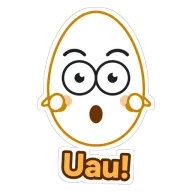 Sticker de Zoiudo con el texto “Uau!” (en portugués)